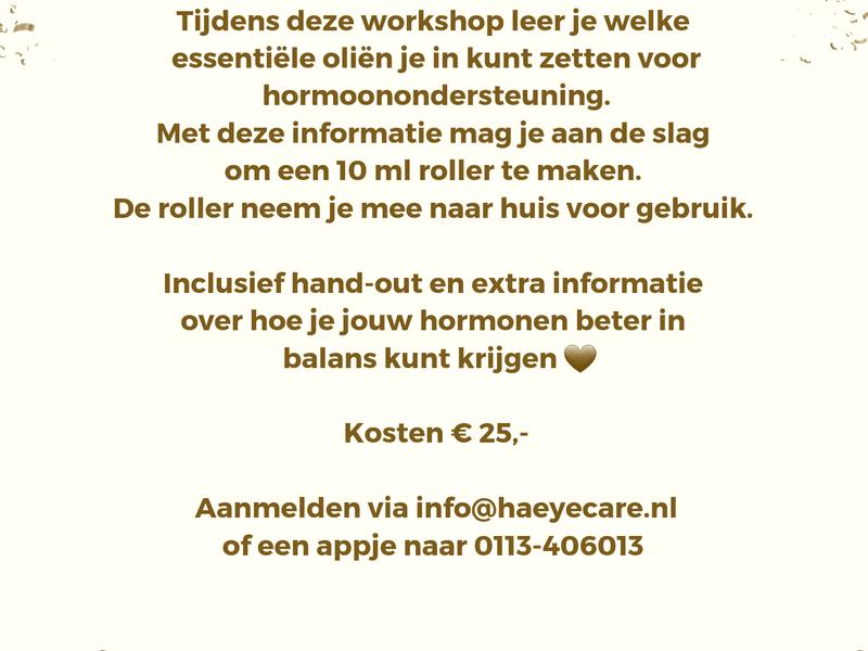 Workshop essentiële oliën en hormonen